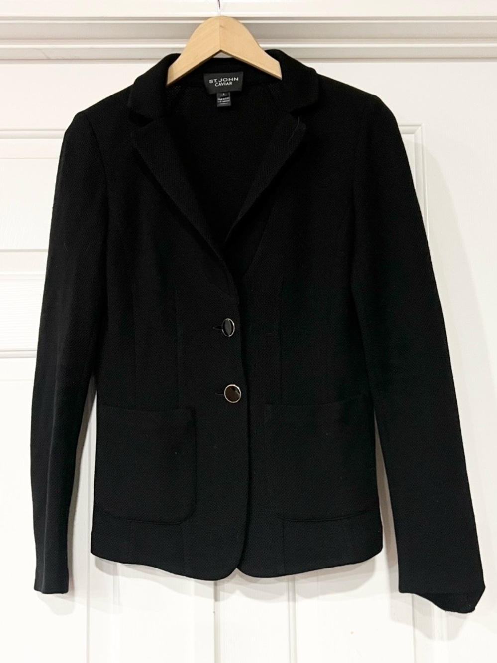 St. John | Caviar Wool Blend Black Blazer